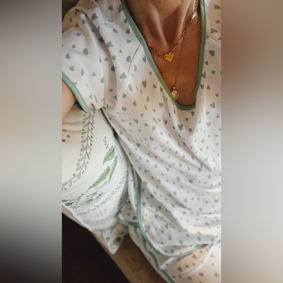 LAKE Other - SOLD LAKE short/long green hearts pajama set size Large